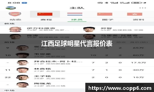 江西足球明星代言报价表